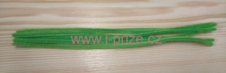 Chlupatý dekorativní drátek délka 30cm - zelená