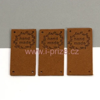Koženkový štítek Handmade - imitace semiše