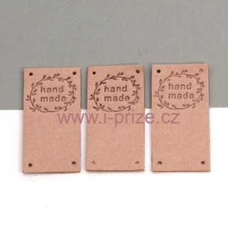 Koženkový štítek Handmade - imitace semiše