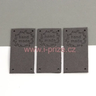 Koženkový štítek Handmade - imitace semiše