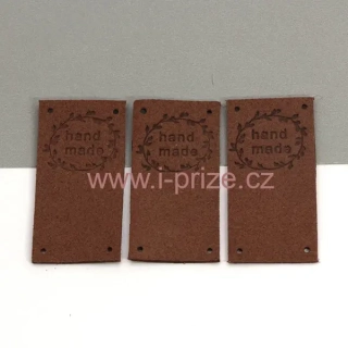 Koženkový štítek Handmade - imitace semiše