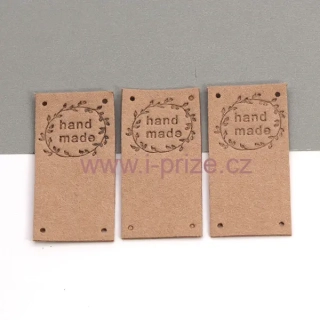 Koženkový štítek Handmade - imitace semiše