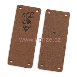Koženkový štítek Handmade č.3 - imitace semiše