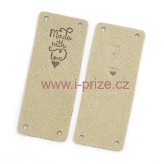 Koženkový štítek Handmade č.5 - imitace semiše