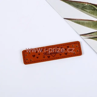 Koženkový štítek Hand made 5,5x1,5 cm